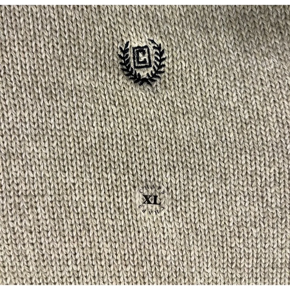 Chaps Mens Twist Mockneck Sweater Arctic Twill‎ XL Elbow Patches Button Accent